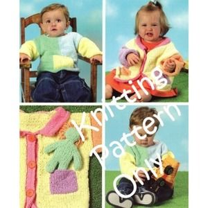 New Reynolds 82169 Blossom Child Colorblock Cardigan Pullover Knitting Pattern